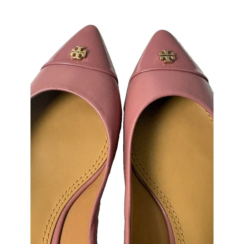 Tory Burch Fairford Point Toe Ballet Flat  Pink Leather Size 5 1/2